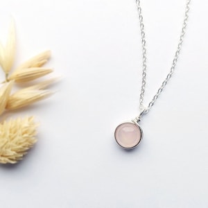 Rose Quartz Necklace, Sterling Silver Necklace, Dainty Necklace, Rose Quartz Pendant, Gemstone Necklace, Gift for her