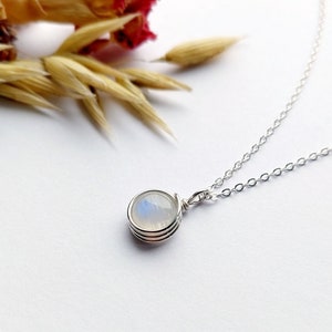 Rainbow Moonstone Necklace, Sterling Silver Necklace, Dainty Crystal Necklace, June Birthstone Necklace, Birthstone Jewelry, Gift for her