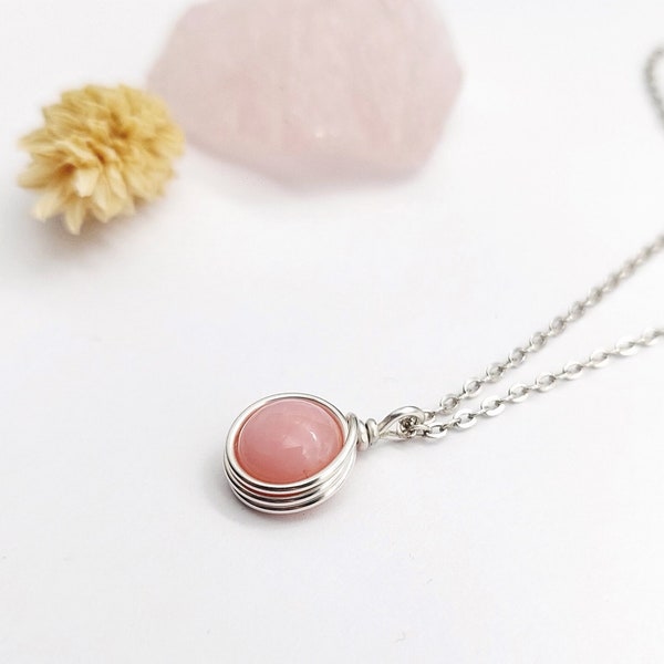 Pink Opal Necklace - Etsy