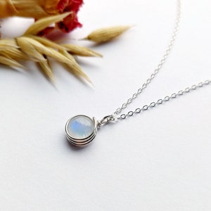 Moonstone Necklace Sterling Silver Delicate Crystal Necklace June Birthstone Rainbow Moonstone Necklace Birthstone Jewellery Gift for her