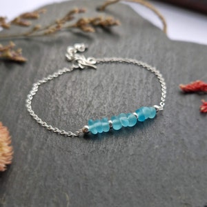 sterling silver blue seaglass bracelet