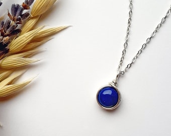 Lapis Lazuli Necklace, Sterling Silver Necklace, Dainty Necklace, September Birthstone, Lapis Lazuli Jewelry, Gift for her