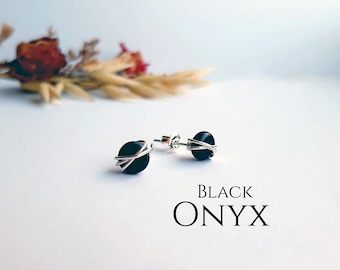 Schwarze Onyx Ohrringe Sterling Silber 14k Gold Filled Ohrstecker Natürliche Onyx Schmuck Zierliche Ohrringe Schwarze Edelstein Ohrstecker Geschenk für sie