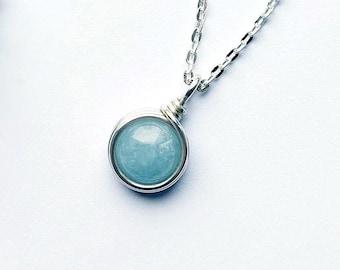 Aquamarine Necklace, Sterling Silver Necklace, Dainty Necklace, March Birthstone, Birthstone Jewelry, Gift for her