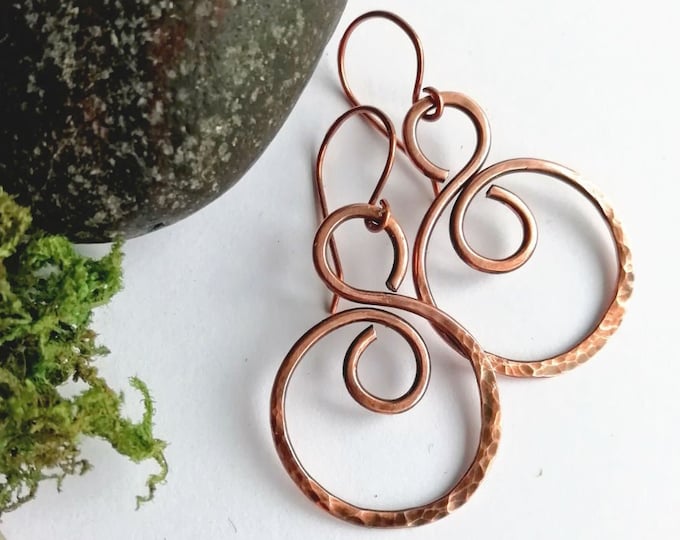 Infinity Earrings, Copper Hoop Earrings, Statement Hoops, Boho Gypsy ...