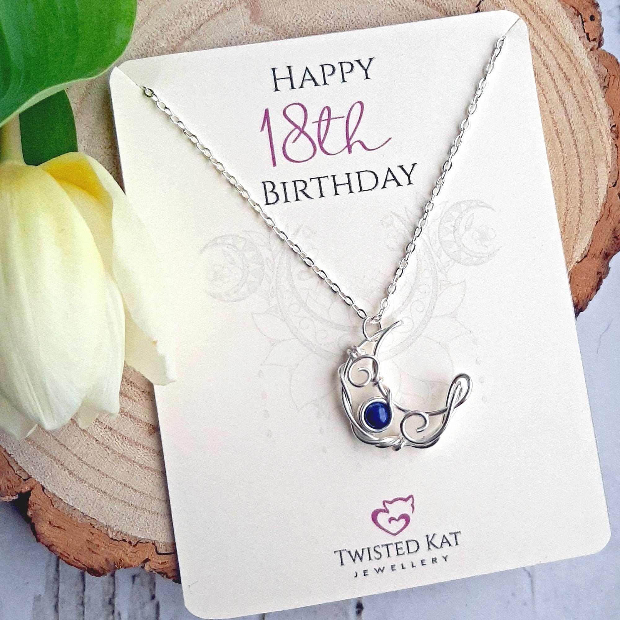 18th Birthday Gift Birthstone Necklace Moon Necklace 18th Birthday Necklace Crystal Moon Boho Jewelry