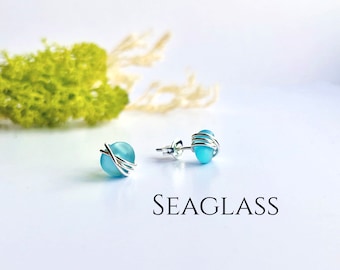 Sterling Silver Aquamarine Colored Crystal and Blue Jade Earrings Sterling Silver Aquamarine Colored Crystal and Blue Jade Earrings