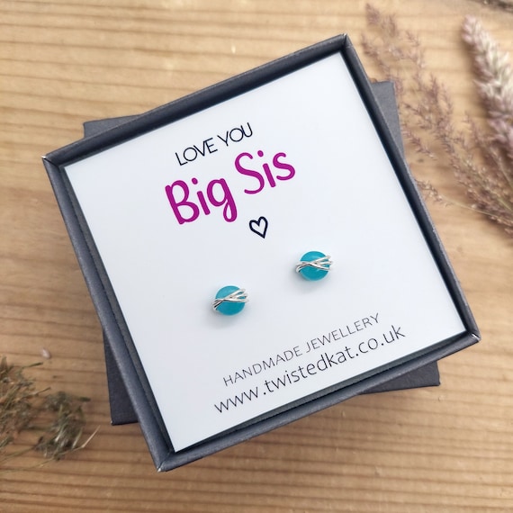 Orecchini Big Sis in argento Sterling regalo sorella - rosa