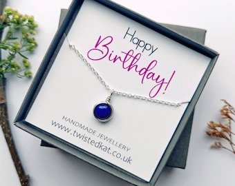 Happy Birthday Gift Necklace Sterling Silver Jewellery Birthday Gift Set Natural Gemstone Necklace Minimalist Jewellery Gift Idea for her