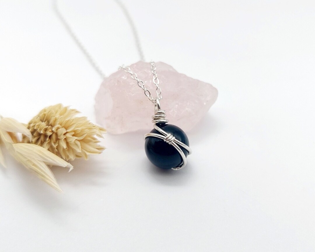Black Onyx Necklace Sterling Silver Onyx Necklace Silver Etsy