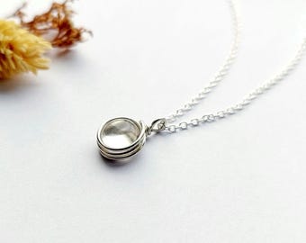 Crystal Quartz Necklace, April Birthstone, Clear Quartz Sterling Silver Necklace, Dainty Necklace, Birthstone Jewelry, Gift for her
