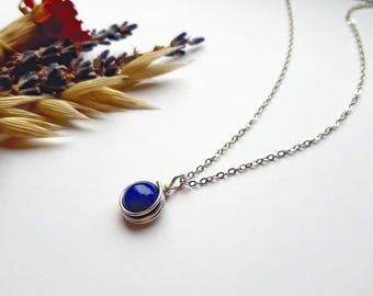 Lapis Lazuli Necklace, Sterling Silver Necklace, Dainty Necklace, September Birthstone, Lapis Lazuli Jewelry, Gift for her