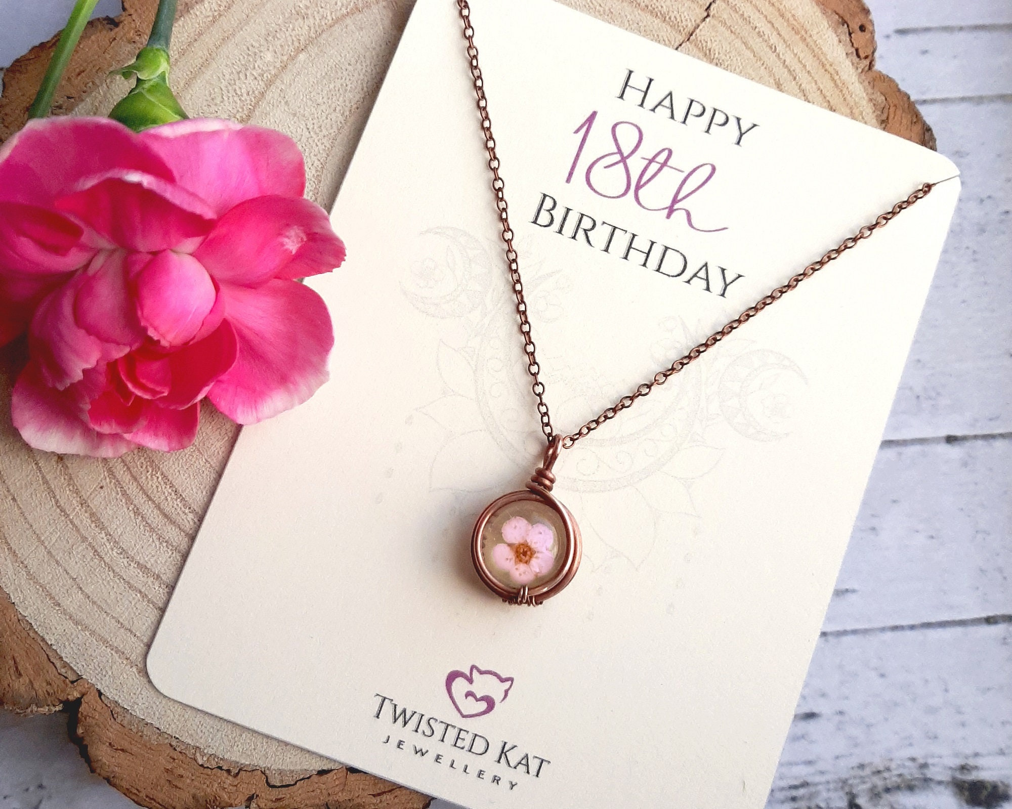 18 pressed flower necklace