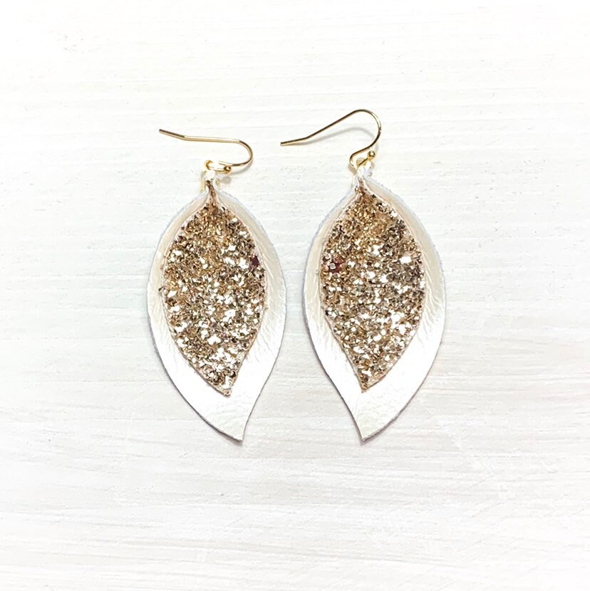 Glitter leather earrings Clearance