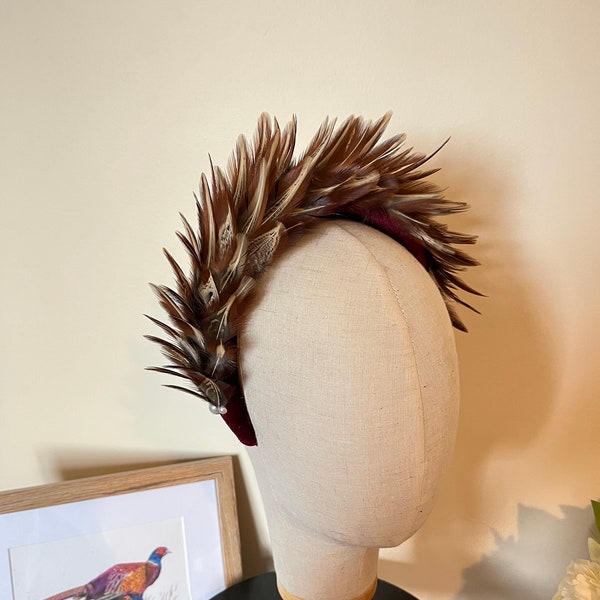 Feather Head band - Velvet Alice band - Cheltenham races, Ascot Races, Wedding Guest, Fascinator