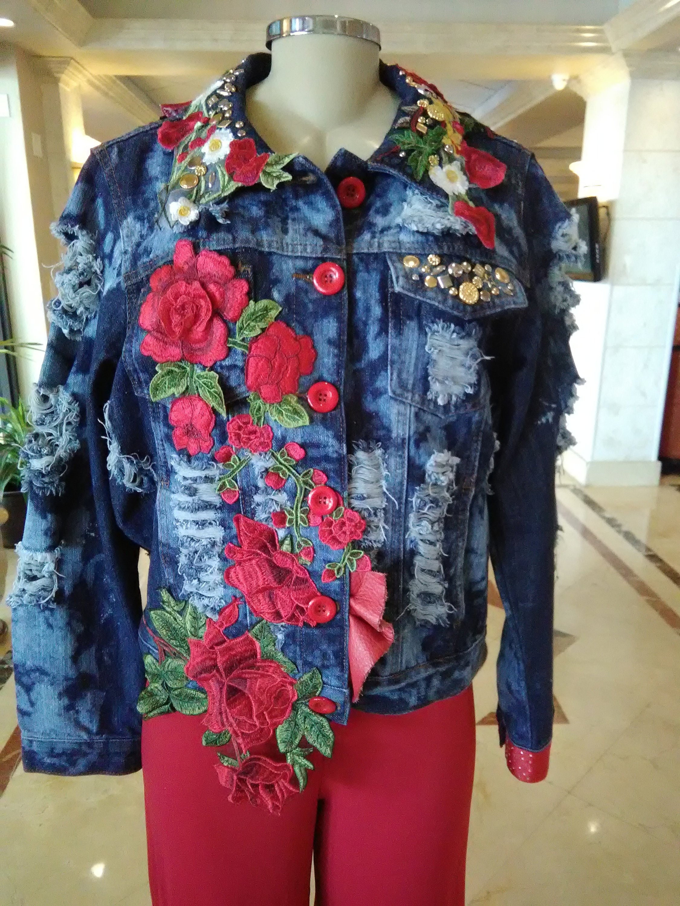Hand Decorated Denim Jacket . 