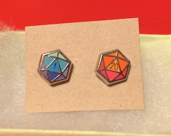 Dnd Dice Enamel Stud Earrings