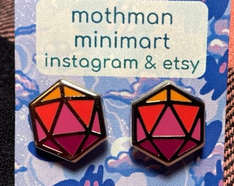 Large Dnd Dice Enamel Stud Earrings