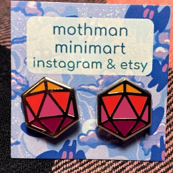 Large Dnd Dice Enamel Stud Earrings