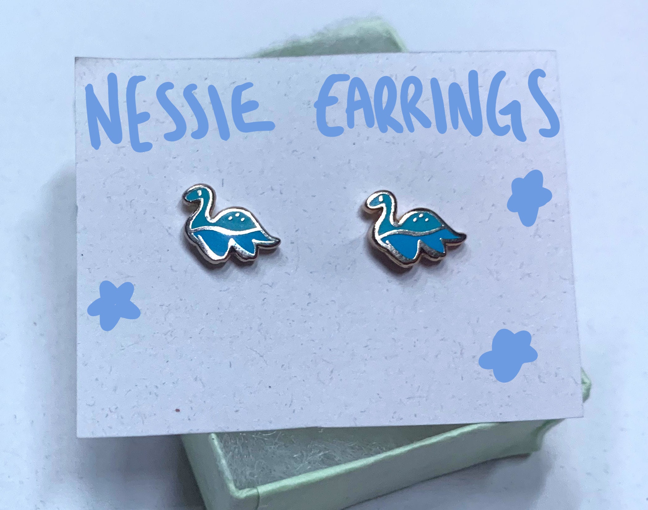 Nessie Stainless Steel Enamel Stud Earrings