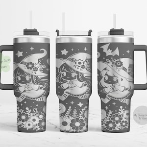 Archivo láser de vaso de 40 oz de Halloween, envoltura de grabado láser de vaso de brujas de 40 oz, SVG grabado con láser de 40 oz, envoltura de grabado láser, SVG de Halloween