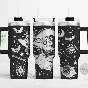 Archivo láser de vaso de 40 oz de Halloween, envoltura de grabado láser de vaso de bruja de 40 oz, SVG grabado con láser de 40 oz, envoltura de grabado láser, SVG de Halloween