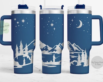 Nachtfischen SVG, Nachtfischen 40oz Tumbler Laserdatei, 40oz Tumbler Lasergravur Wrap, 40oz Lasergraviertes SVG, Lasergravur Design