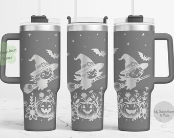 Archivo láser de vaso de 40 oz de Halloween, envoltura de grabado láser de vaso de brujas de 40 oz, SVG grabado con láser de 40 oz, envoltura de grabado láser, SVG de Halloween