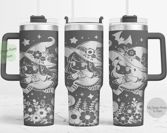 Archivo láser de vaso de 40 oz de Halloween, envoltura de grabado láser de vaso de brujas de 40 oz, SVG grabado con láser de 40 oz, envoltura de grabado láser, SVG de Halloween
