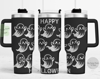 Archivo láser de vaso de 40 oz de Halloween, envoltura de grabado láser de vaso fantasma de 40 oz, SVG grabado con láser de vaso de 40 oz de Halloween, archivo SVG de Halloween