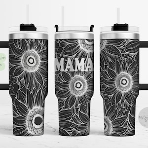 Mama Sonnenblume 40 Unzen Becher Laserdatei, Muttertag 40 Unzen Becher Lasergravur Wrap, Mama Sonnenblumen 40 Unzen Lasergravur, Sonnenblumen SVG,