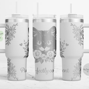 Cat 40oz Tumbler Laser Wrap, Cat 40oz Tumbler Laser Engraving Wrap, Cat 40oz Laser Engraved SVG, Cat Tumbler Wrap SVG, Cat Rotary Tumbler