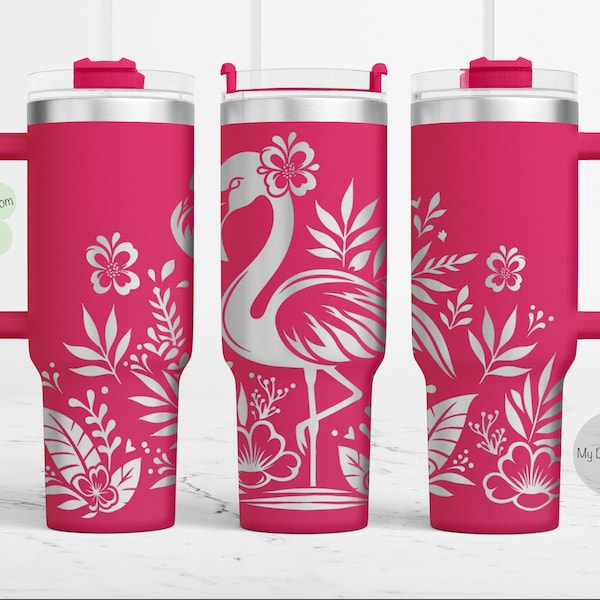 Flamingo SVG, Flamingo 40oz Tumbler Laser File, 40oz Tumbler Laser Engraving Wrap, 40oz Laser Engraved SVG, Flamingo Laser Engraving Design