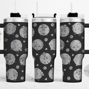 Pecora da 40 once SVG, File laser tumbler di pecora da 40 once, Involucro per incisione laser tumbler da 40 once di pecora, SVG inciso al laser da 40 once, disegno di incisione laser