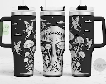 Fee & Pilz 40oz Tumbler Laserdatei, Pilz 40oz Tumbler Lasergravur Wrap, Feen 40oz Lasergraviertes SVG, Pilz Tumbler Wrap