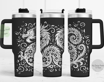 Dragon 40oz Tumbler Laser File, Dragon 40oz Tumbler Laser Engraving Wrap, Dragon 40oz Laser Engraved SVG, Laser Engraving Design, Dragon SVG