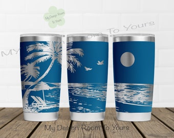 Strandtage 20oz Tumbler Laserdatei, Strand 20oz Tumbler Lasergravur Wrap, Strand 20oz Laser gravierte SVG, Strand Laser gravierte SVG