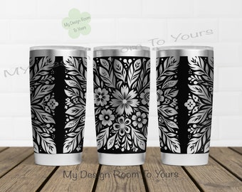 Flower Pattern 20oz Tumbler Laser File, Mothers 20oz Tumbler Laser Engraving Wrap, Mothers 20oz Laser Engraved SVG, Mothers Laser Engraved