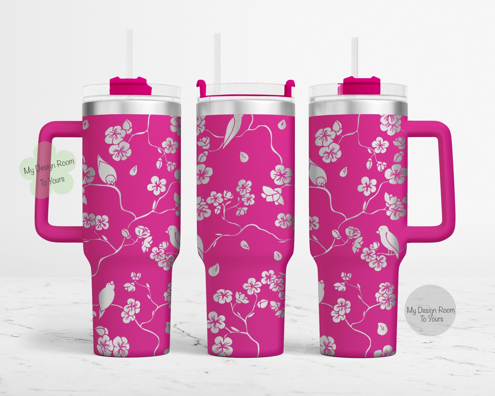 40oz Tumbler Wrap SVG, Birds In Tree Pattern 40oz Tumbler Laser Engraving Wrap, 40oz Laser Engraved SVG, Laser Engraving, Engraving Tumbler