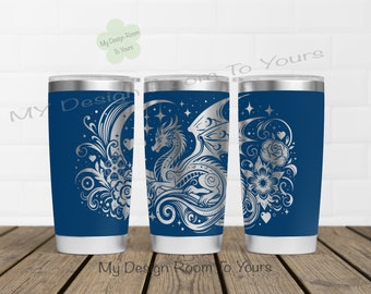Dragon 20oz Tumbler Laser File, Dragon 20oz Tumbler Laser Engraving Wrap, Dragon 20oz Laser Engraved SVG, Dragon Tumbler Wrap, Dragon SVG
