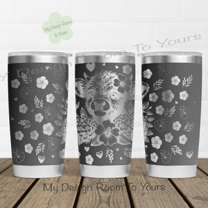 Highland Cow 20oz Tumbler Laser File, Highland Cow 20oz Tumbler Laser Engraving Wrap, Cow 20oz Laser Engraved SVG, Highland Cow Laser SVG