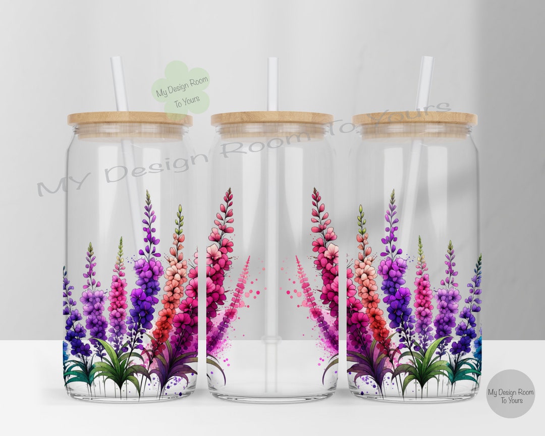 Wildflowers 16oz Libbey Glass Wrap, Flower 16 Oz Glass Can Wrap PNG ...
