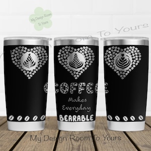 Coffee 20oz Tumbler Laser File, Latte Art 20oz Tumbler Laser Engraving Wrap, Coffee 20oz Laser Engraved SVG, Coffee Laser Engraved SVG