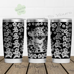 Highland Cow 20oz Tumbler Laser File, Highland Cow 20oz Tumbler Laser Engraving Wrap, Cow 20oz Laser Engraved SVG, Highland Cow Laser SVG