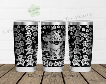 Highland Cow 20oz Tumbler Laser File, Highland Cow 20oz Tumbler Laser Engraving Wrap, Cow 20oz Laser Engraved SVG, Highland Cow Laser SVG