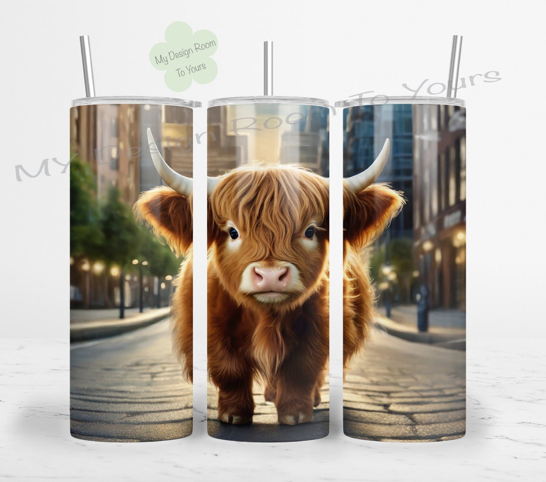 Highland Cow City 20 Oz Skinny Tumbler Sublimation Design Digital ...