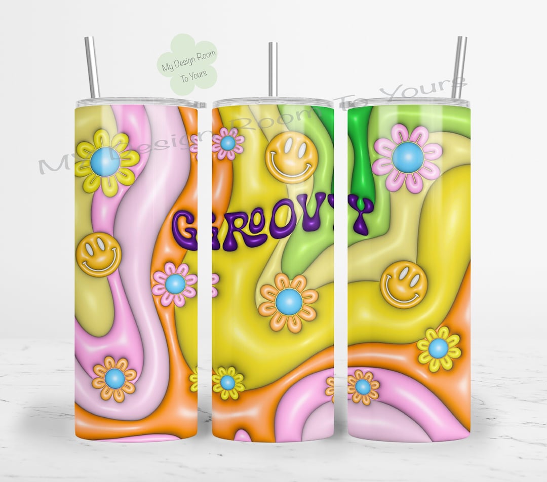 Retro Inflated Sublimation Design 3D Tumbler Wrap 20 Oz Skinny Tumbler ...
