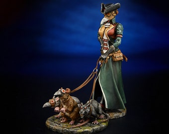 Plague Doctor Mildred with rats for a walk, 75mm  Resin Kit Model , 1/24 scale Fantasy  Sculpture Miniature Figure/Unassembled | Unpainted