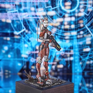 Kit de resina Robo-Girl: Figura miniatura cyberpunk de 75 mm (escala 1/24)