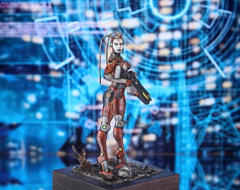 Robo-Girl Resin Kit: 75mm Cyberpunk Miniature Figure (1/24 Scale)